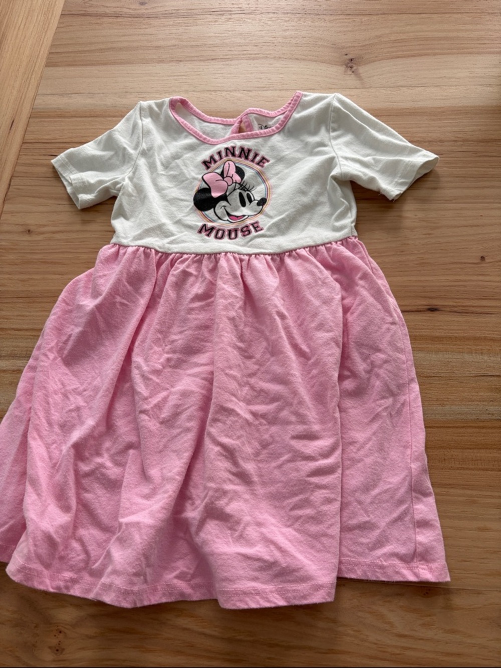 Disney Minnie Mouse Pink and White Casual Kids Dress
